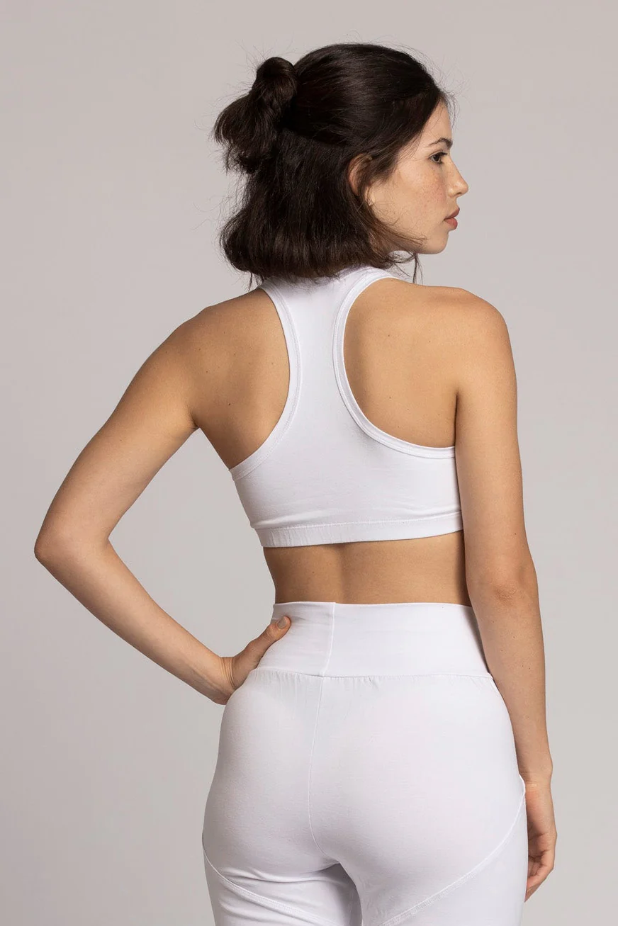 Organic Cotton Pure White Racer-Back Bra - Image 3