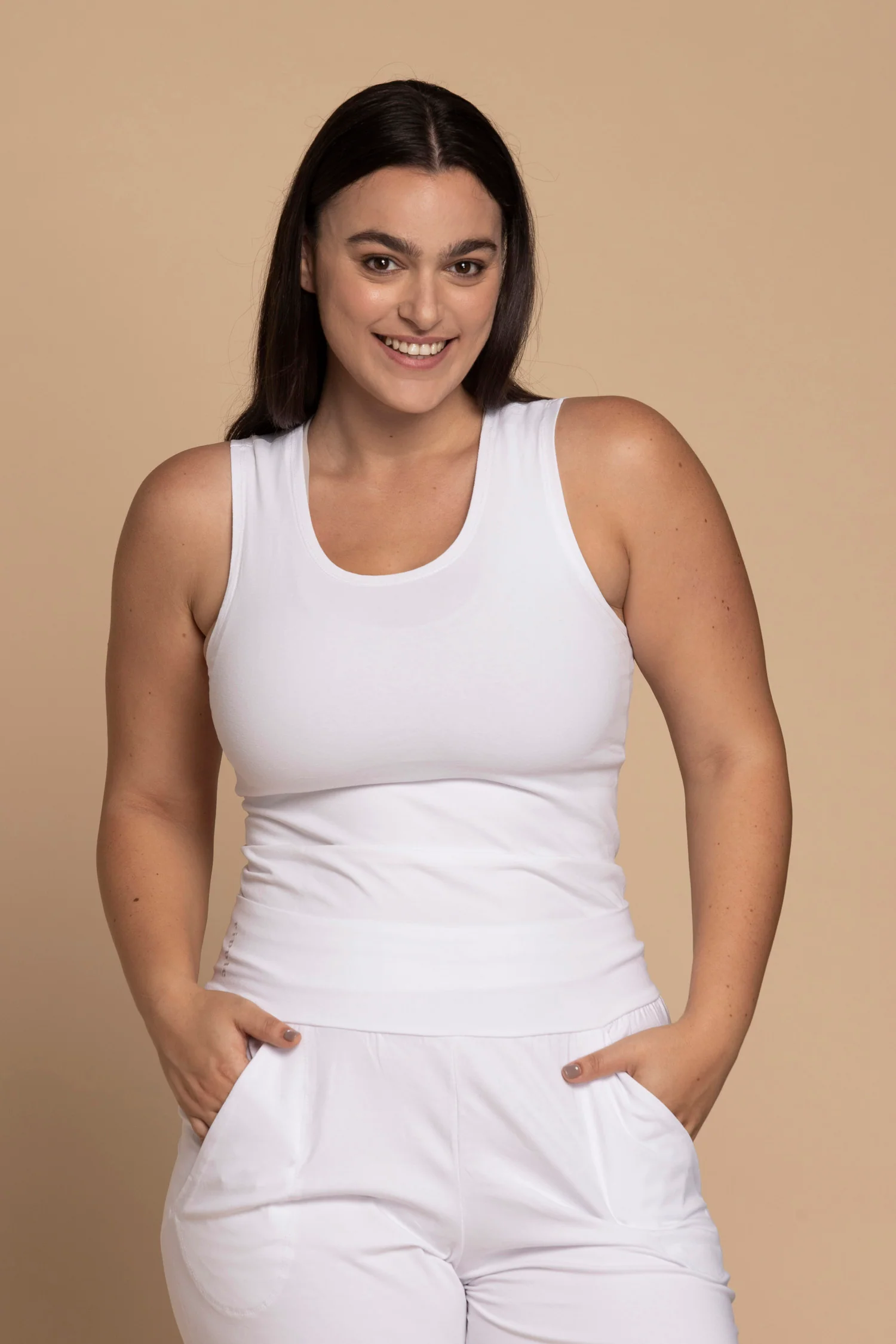 Pure White Half Moon Open Back Tank Top - Image 3