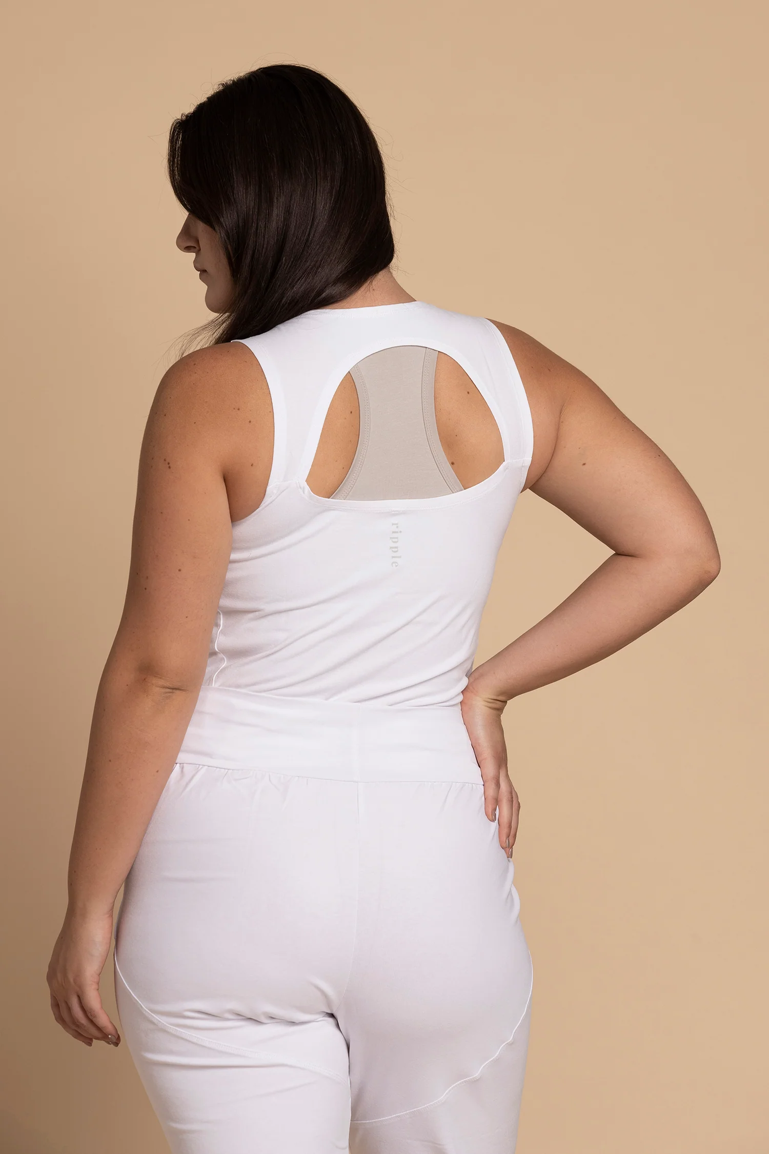 Pure White Half Moon Open Back Tank Top - Image 4