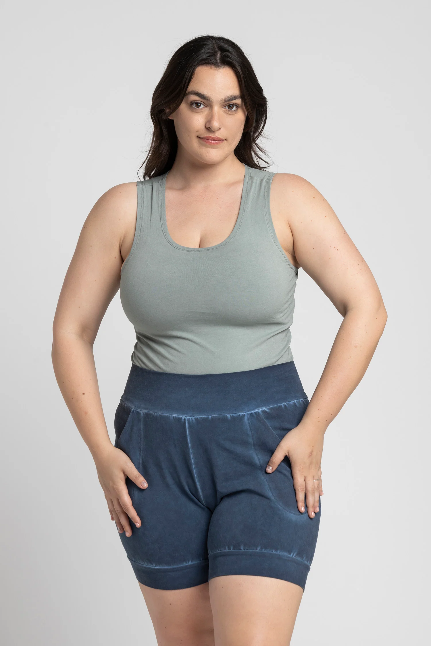 Stonewash Half Moon Open Back Tank Top - Image 3